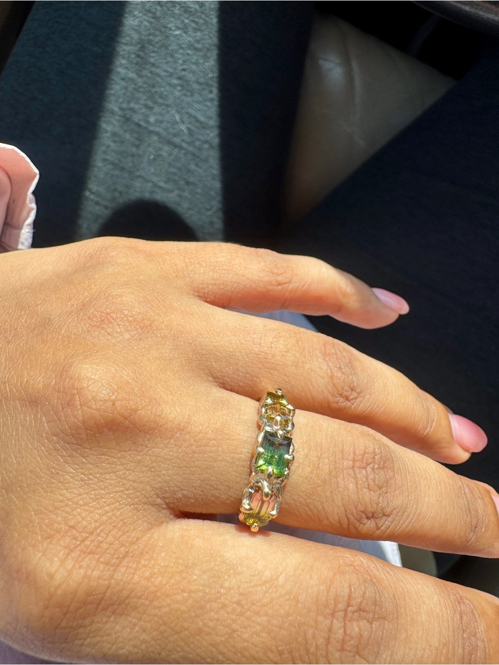 Watermelon Tourmaline 9k Solid Gold Band Ring - LRM Jewelry